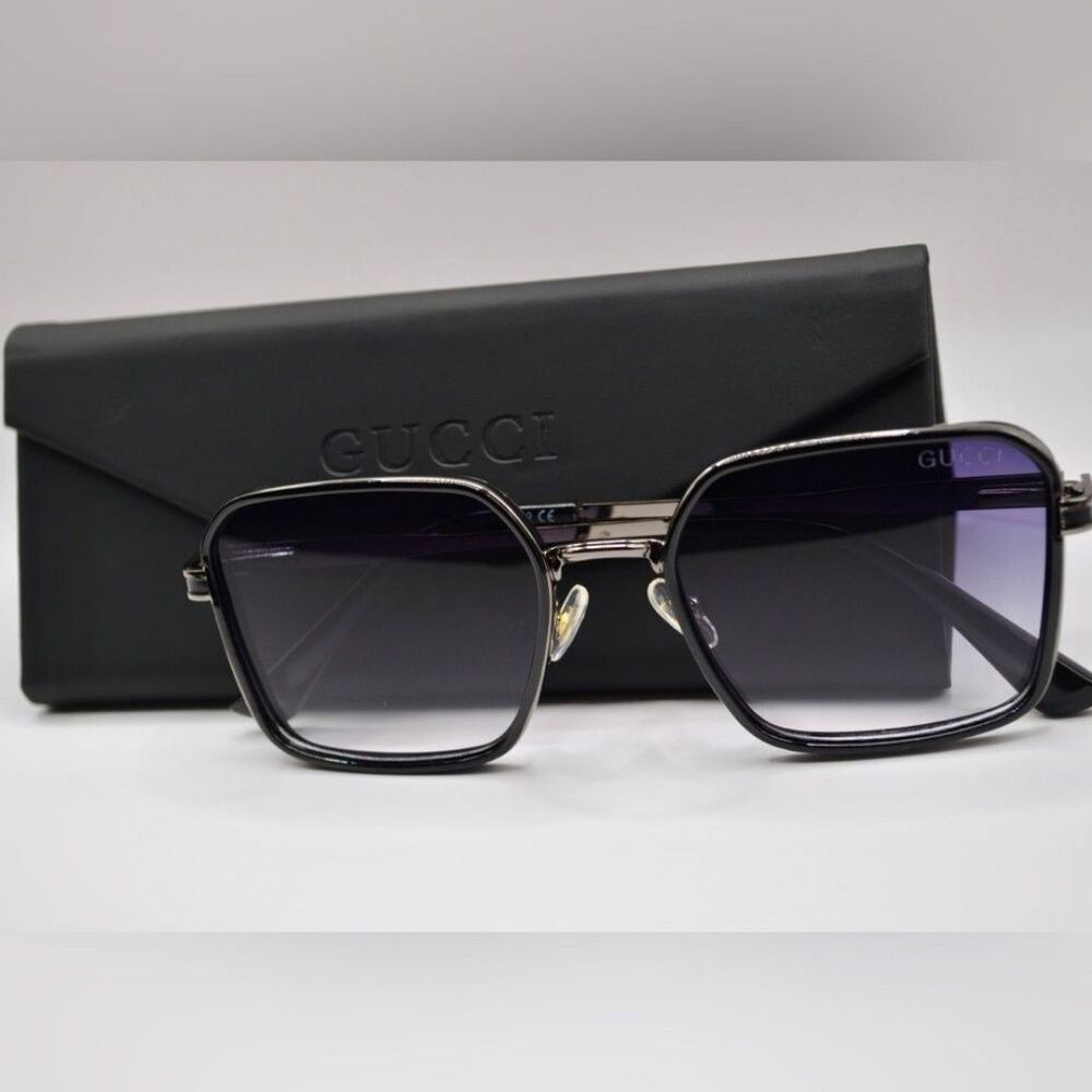 Gucci Women’s Sunglasses | Silver & Black | Purple Gray Gradient | 56-16-145 - Picture 5 of 12